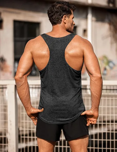 Vista 2 de COOFANDY Camisetas sin mangas para hombre, paquete de 3 camisetas sin mangas para gimnasio, espalda en Y, entrenamiento muscular, culturismo