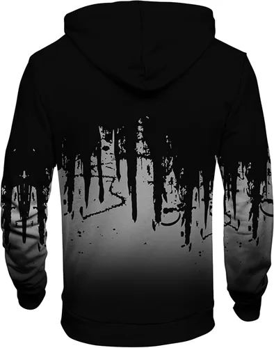 Vista 3 de Ymosrh Sudaderas con capucha de forro polar para hombre, sudaderas con capucha de color degradado, sudadera con capucha de manga larga, tops