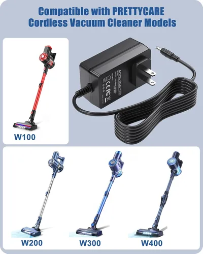 Vista 3 de Para PRETTYGARDEN CARE - Cargador inalámbrico para aspiradora compatible con SPRETTYCARE W100 W200 W300 W400 20KPa 22.2V 180W cable de alimentación