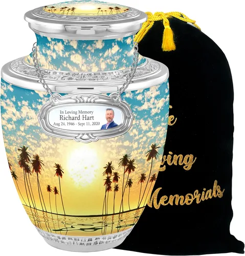 Vista 21 de Urnas de Cremación Personalizadas con Medallón Estético de Playa para Cenizas de Adultos Hombre Mujer - Urnas de Entierro de 200 libras para Cenizas