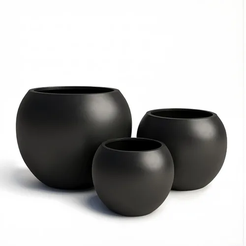 Vista 5 de DTY Fiberstone - Maceta tipo globo para interiores y exteriores, maceta esférica ligera para olivo, Monstera y palma, piedra de fibra de vidrio
