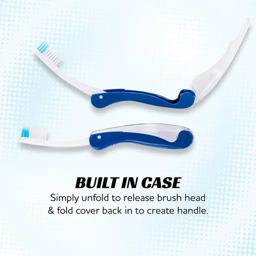 Vista 5 de Lingito Cepillo de Dientes Mini para Viajar con Funda, Cepillo de Dientes Plegable con Encaje para Adultos, Juego de 4, Suave