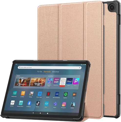 Vista 20 de Funda tipo folio con tapa para tablet Fire Max 11, ajuste delgado, de piel sintética de alta calidad, parte trasera dura, con función de apagado
