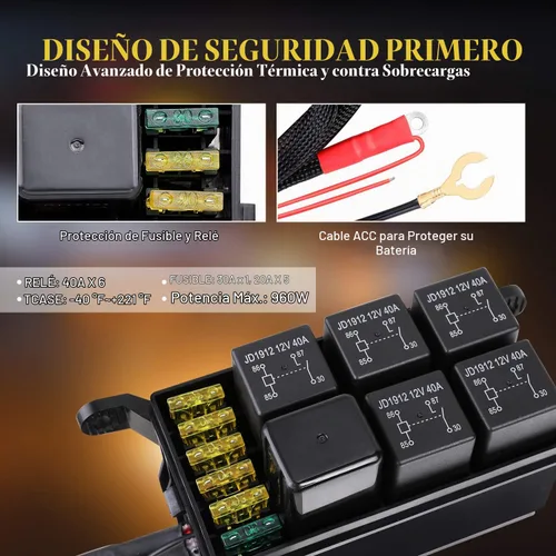Vista 4 de Panel de interruptor de 6 bandas, Niking Auto Caja universal de control de circuito sistema de relé de interruptor de botón de encendido y apagado