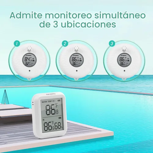 Vista 4 de Inkbird Termómetro inalámbrico para piscina y receptor, versión actualizada de termómetro flotante con pantalla de fácil lectura, termómetro