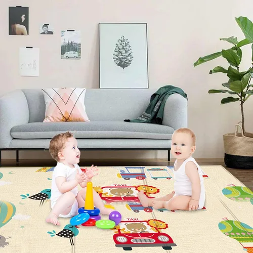Vista 4 de Tapetes educativos para niños, alfombra de juegos para niños, alfombra para sala de juegos con patrón colorido, tapete de colección