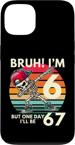 Vista 7 de Bruh I'm 6 But One-Day I'll Be 67 Retro 6th Birthday Kids Case for iPhone XR