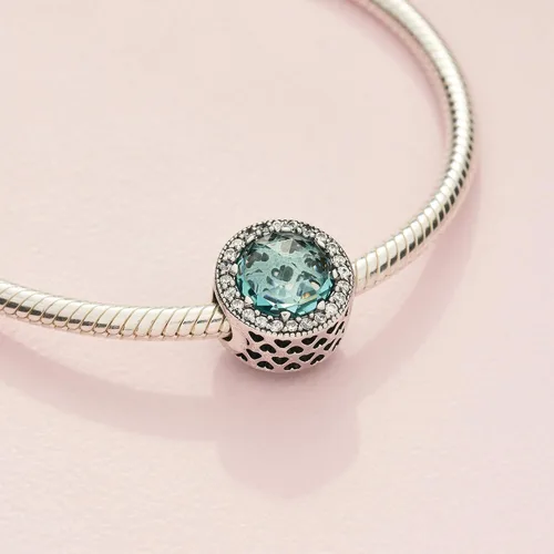 Vista 4 de Radiant Corazones Encanto De Pandora Glacier-Blue cristales Clara CZ 791725ngL