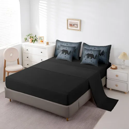 Vista 18 de Feelyou Juego de edredón de ciervo con sábanas – Tamaño Queen 7 piezas Juego de ropa de cama infantil de caza rústica – Cama de ciervo de cabaña