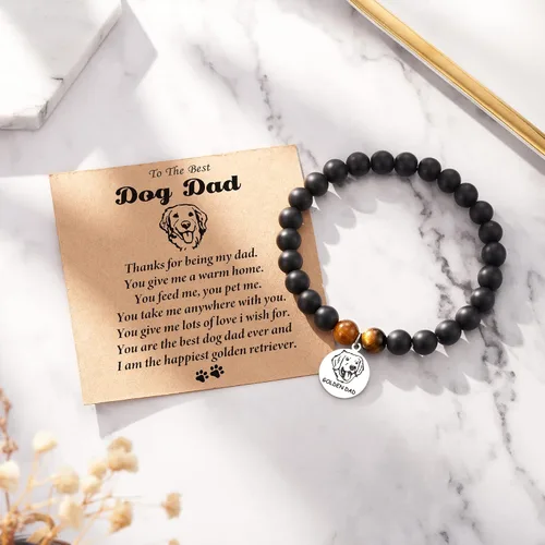 Vista 3 de JOGDIAM Dog Dad Gifts for Men, Dog Charm Bracelets for Dad with Gift Message Card, Fathers Day Jewelry Gifts Dog Lover Gift Ideas for Father's Day