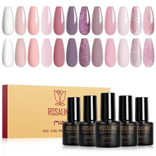 Vista 11 de ROSALIND Esmalte de uñas de gel de ojo de gato con imán, 12 piezas, esmalte de uñas de gel brillante holográfico púrpura azul rojo, esmalte de uñas