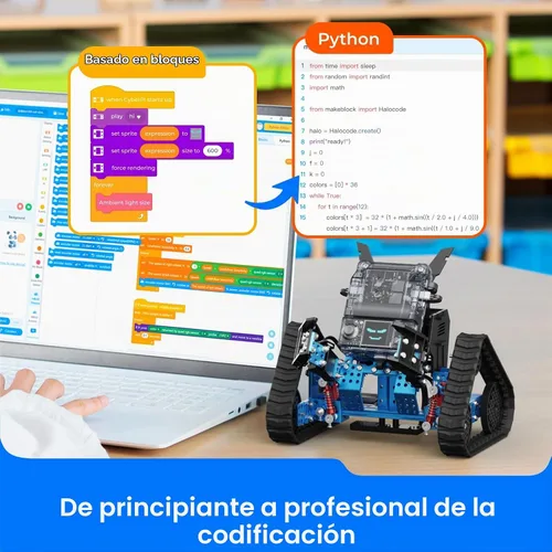 Vista 6 de Makeblock mBot2 Rover Emo Robot Programación para niños, kit de robótica interactiva de aprendizaje y juego al aire libre, codificación de control