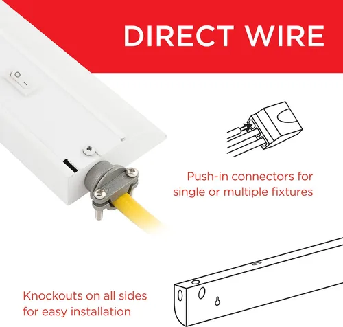Vista 6 de UltraPro Luces cableadas para debajo del gabinete de 12 pulgadas, 3 ajustes de color, 2700 K/4000 K/5000 K, blanco cálido, blanco frío y luz diurna