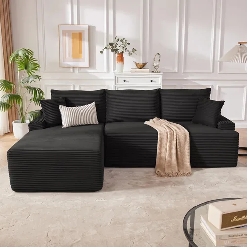 Vista 9 de Mangodan - Sofá seccional en forma de nube, sofá sin huesos para sala de estar, sofá seccional modular con asiento profundo, cómodo sofá de felpa