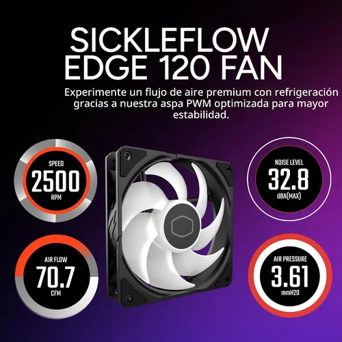 Vista 5 de Cooler Master Enfriador de aire de CPU Hyper 212 RGB Black Edition, ventilador SF120R RGB, 4 tubos de calor CD 2.0, negro metálico anodizado, aletas
