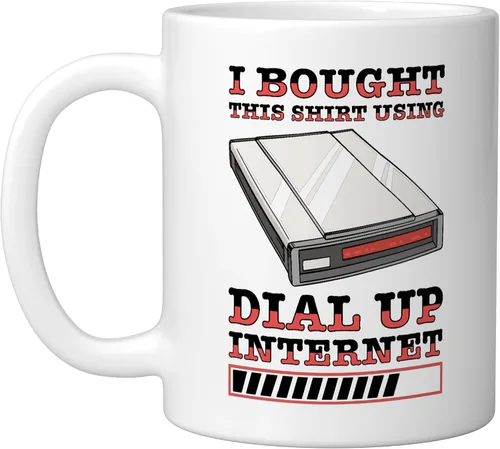 Vista 10 de 90s Nostalgia Retro 90s Dial Up Internet Vintage Ceramic Mug, Black/White