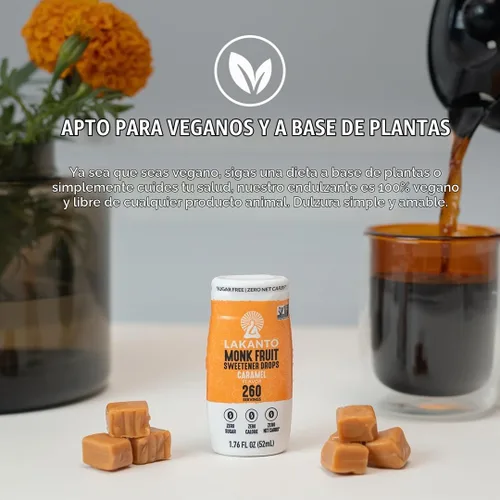 Vista 5 de Lakanto Monk Fruit Extract Drops, caramelo, edulcorante sin azúcar, 1.76