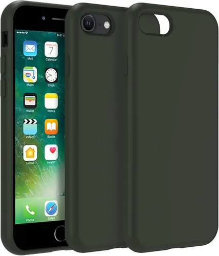 Vista 73 de Funda de silicona prémium para iPhone SE/8/7, con forro de microfibra suave antiarañazos, a prueba de golpes, color negro, iPhone SE/8/7