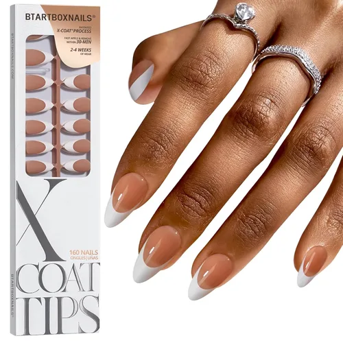 Vista 32 de BTArtboxnails XCOATTIPS White French Tip Press On Nails, XXS Squoval, Pink Lamp-Curable, 4-Week Wear, Natural Nail Look, Salon Quality Value at