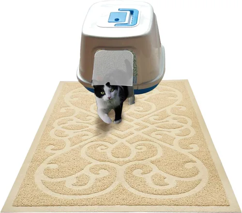 Vista 16 de PetLike - Alfombrilla que atrapa la arena cuando los gatos salen de la caja de arena, alfombrilla que pueden usar los gatos para comer, es suave