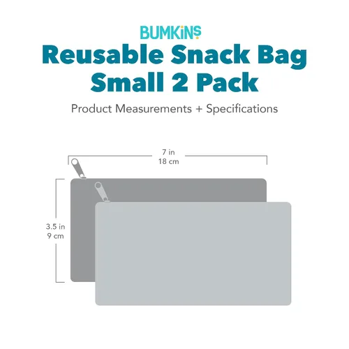 Vista 7 de Bumkins Bolsas de aperitivos reutilizables, para el almuerzo escolar de niños y para adultos, tela lavable, bolsa de tela impermeable