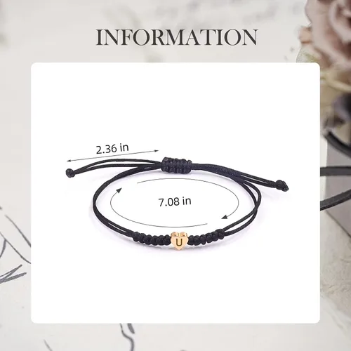 Vista 10 de Pulseras con iniciales para adolescentes y niños, pulsera de letra N con dije de inicial, pulseras hechas a mano para el día de San Valentín, Día