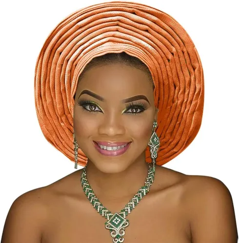 Vista 3 de Turbante africano africano ASO Oke headtie ASO Oke Nigerian Headtie ASO EBI auto gele Mujeres turbante hermoso turbante para boda fiesta nigeriano