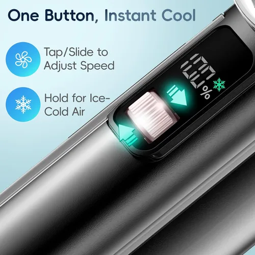 Vista 4 de PANERGY Ventilador de mano con enfriador de hielo, mini ventilador portátil recargable, refrigeración de 18 horas, velocidad ajustable de 0 a 100