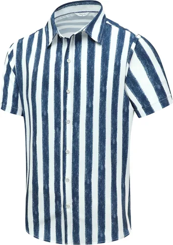 Vista 17 de SheLucki - Camisa hawaiana para hombre, unisex, de manga corta, con botones, para la playa y el verano, ropa casual estampada con sombra de palmas