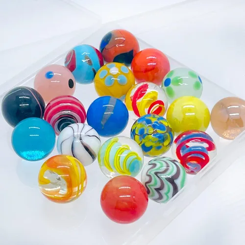 Vista 5 de 20 Canicas Vintage a granel para niños de 4-8-12 años, aficionado para juego de pista de canicas, juguete de canicas pequeño (16mm) (20 piezas)