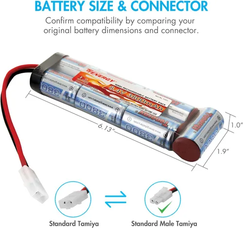 Vista 3 de Baterías NiMH planas Tenergy Airsoft 8.4V 3800 mAh