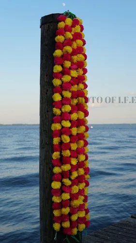 Vista 2 de 20 flores de plástico artificiales indias decorativas con cuerdas rojas, decoración para el hogar, fiesta