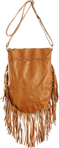 Vista 4 de Bolso Boho Round L Cuero Real Monedero Fringe Bolsos Bohemios