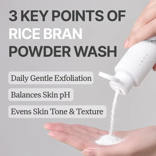 Vista 2 de Lavado de polvo de salvado de arroz Lavado facial exfoliante suave para pieles sensibles Limpiador facial con enzimas veganas y exfoliante