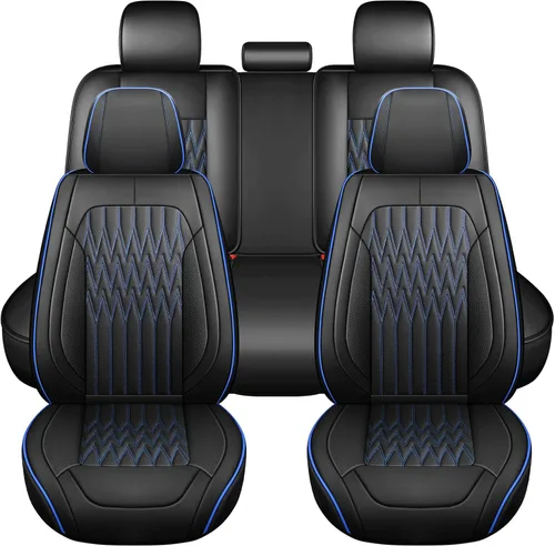 Vista 10 de Huidasource Juego completo de fundas de asiento de automóvil, funda de asiento de cuero transpirable para la mayoría de automóviles, SUV