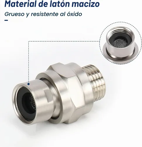 Vista 4 de NearMoon Adaptador de bola giratoria para cabezal de ducha, conector de ducha de latón macizo, junta esférica, componente de extensión universal
