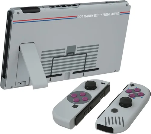 Vista 4 de eXtremeRate - Placa trasera para Nintendo Switch Console, NS Joycon con carcasa de mando de mano con botones de juego completo, carcasa de repuesto