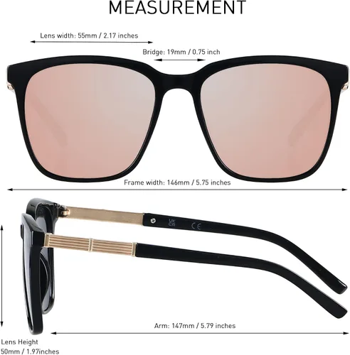 Vista 5 de LYZOIT Lentes de sol de gran tamaño para mujer, con espejo, grandes sombras, a la moda, marco cuadrado, gafas de sol con protección UV