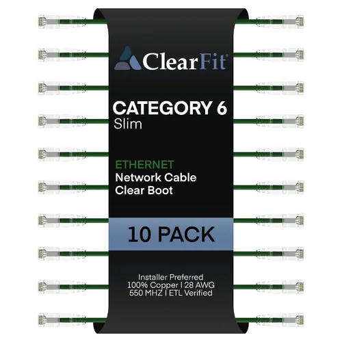 Vista 17 de UNC Group - Paquete de 10 cables de conexión Ethernet Cat6 28AWG de 1 pie, red, arranque transparente, Internet Cat 6, clasificación para centro