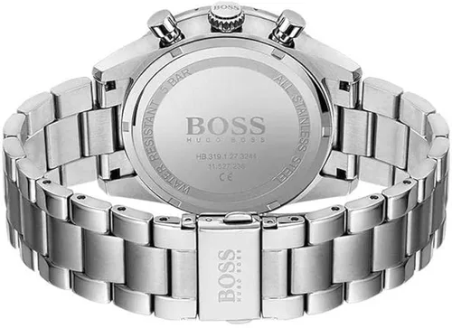 Vista 3 de BOSS Reloj Pilot de cuarzo de acero inoxidable con correa de acero inoxidable plateado 22 plateado Reloj de cuarzo cronógrafo