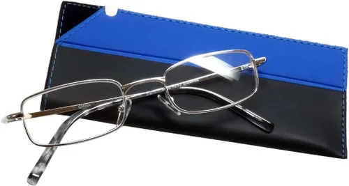 Vista 5 de Calabria R753 Rectangular Metal Reading Glasses for Men and Women –Full Rim Frame with Spring Hinges Lightweight Adjustable
