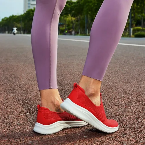 Vista 2 de TIOSEBON Tenis para caminar para mujer, tenis de punto sin cordones, cómodos tenis de malla
