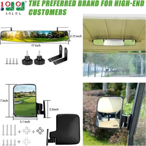 Vista 2 de 10L0L Espejos para carrito de golf contienen espejos laterales plegables y espejo retrovisor universal para Yamaha Club Car DS Precedent/EZGO TXT RXV