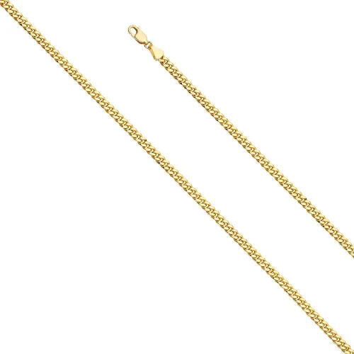 Vista 3 de 14K Hollow Gold Miami Cuban Link Curb Chains (Select Options)