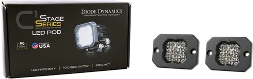 Vista 4 de Diode Dynamics SSC1 Sport Cápsula LED Blanca de Montaje Empotrado (par), Flood con Retroiluminación Ámbar