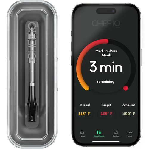 Vista 11 de CHEF iQ Sense - Termómetro inalámbrico inteligente para carne con 2 sondas ultrafinas, termómetro Bluetooth para carne de rango ilimitado