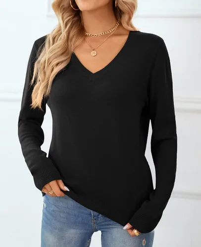 Vista 6 de QUALFORT Suéter de punto suave 100% algodón para mujer