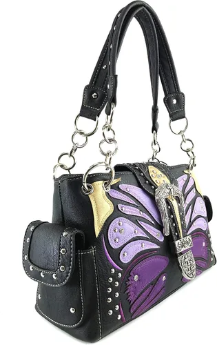 Vista 3 de Zelris Buckle Abstracto Mariposa Artwork Mujeres Ocultar Llevar Bolso Cartera Set