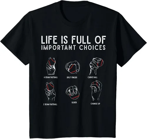Vista 48 de Tipos de béisbol Pitches Life Choices Jugador Camiseta