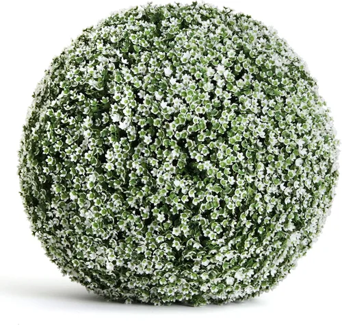 Vista 2 de 3rd Street Inn Bola topiaria XL Baby's Breath - Juego de plantas artificiales - Decoración de fiesta de boda para interiores y exteriores - Esfera